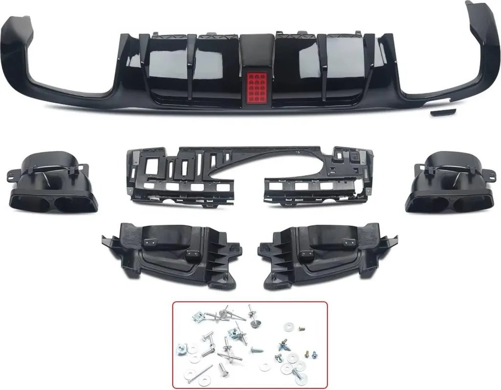 Diffuseur look AMG E63 pour Mercedes W213 avec enjoliveurs chromés E300