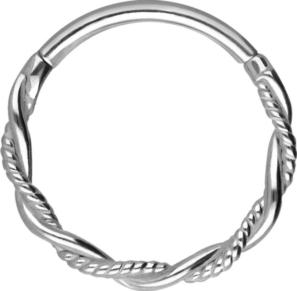 Ohrpiercing, Nasenpiercing, Septum Piercing Chirurgenstahl Segmentring Clicker DOPPELT GEDREHT Silber Innendurchmesser: 11mm + Stabstärke: 1,2mm
