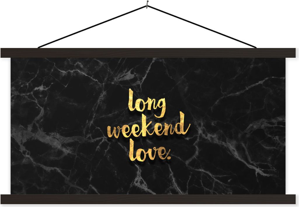 MuchoWow Textilposter Zitate - Liebe - Gold - Marmor 60x30 cm mit schwarzem Rahmen - Textilien