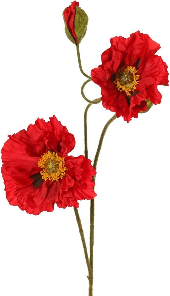 artplants.de Künstlicher Zweig Mohnblume PEJA, rot, 90cm, Ø11-13cm - Kunstblumen Zweig
