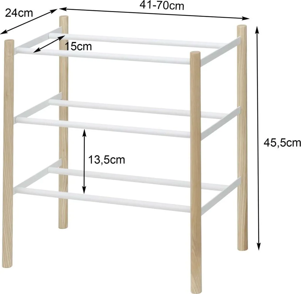 Yamazaki PLAIN Étagère à Chaussures Blanche Extensible 41-70cm Métal