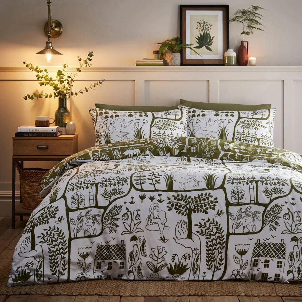 Furn - Abstrakt - Bettwäsche-Set "Frida" wendbar RV2964 (Kingsize) (Moosgrün)