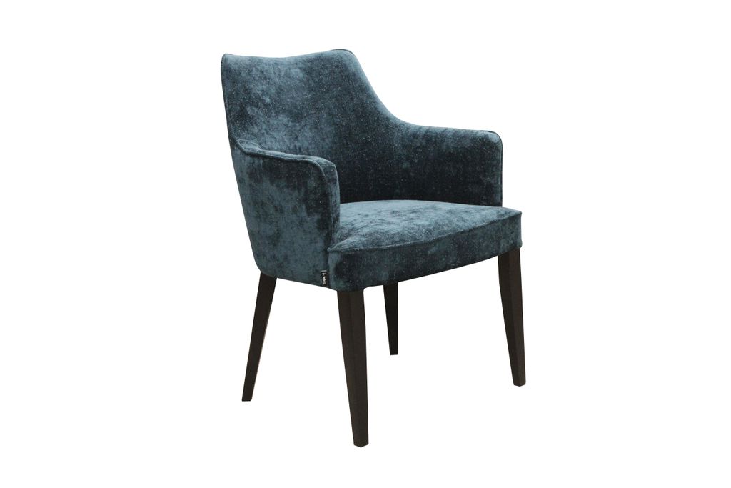 Moderner Armlehnstuhl Diamond Arm – Blau mit Holzbeinen