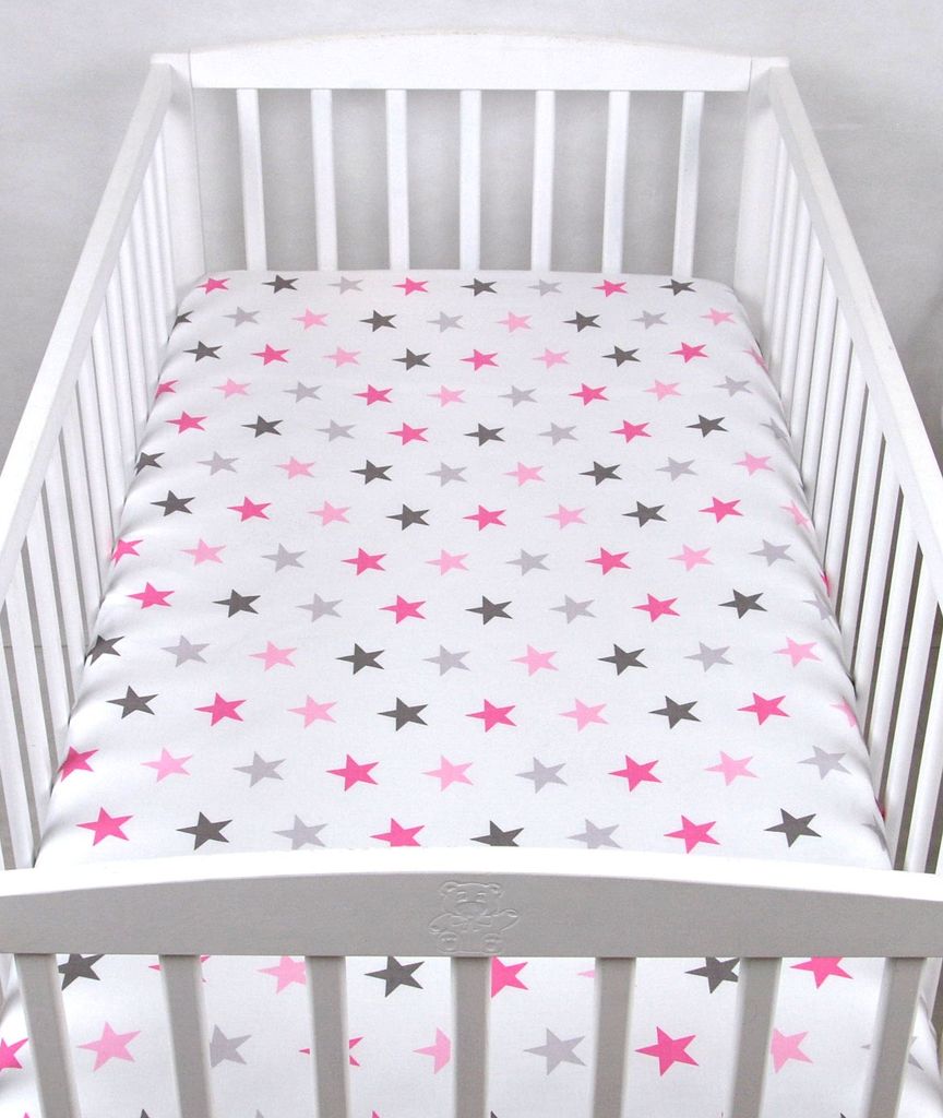 BABYLUX Kinder Baby SPANNBETTLAKEN Spannbetttuch Baumwolle 60x120 70x140 Sterne 