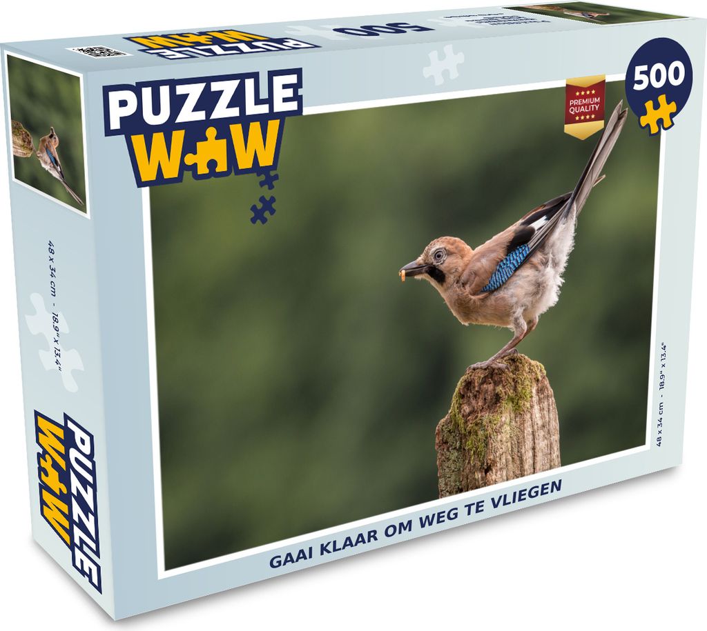 MuchoWow Puzzle 500 Teile Eichelhäher bereit zum Wegfliegen - 500 Teile - Kinder - Selberbauen - Puzzlespiele