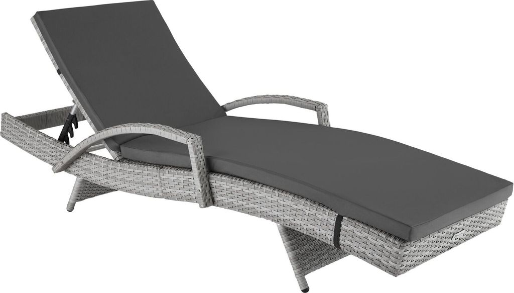 tectake Aluminium Rattan Sonnenliege Océane 190 x 71 x 34 – 74,5 cm