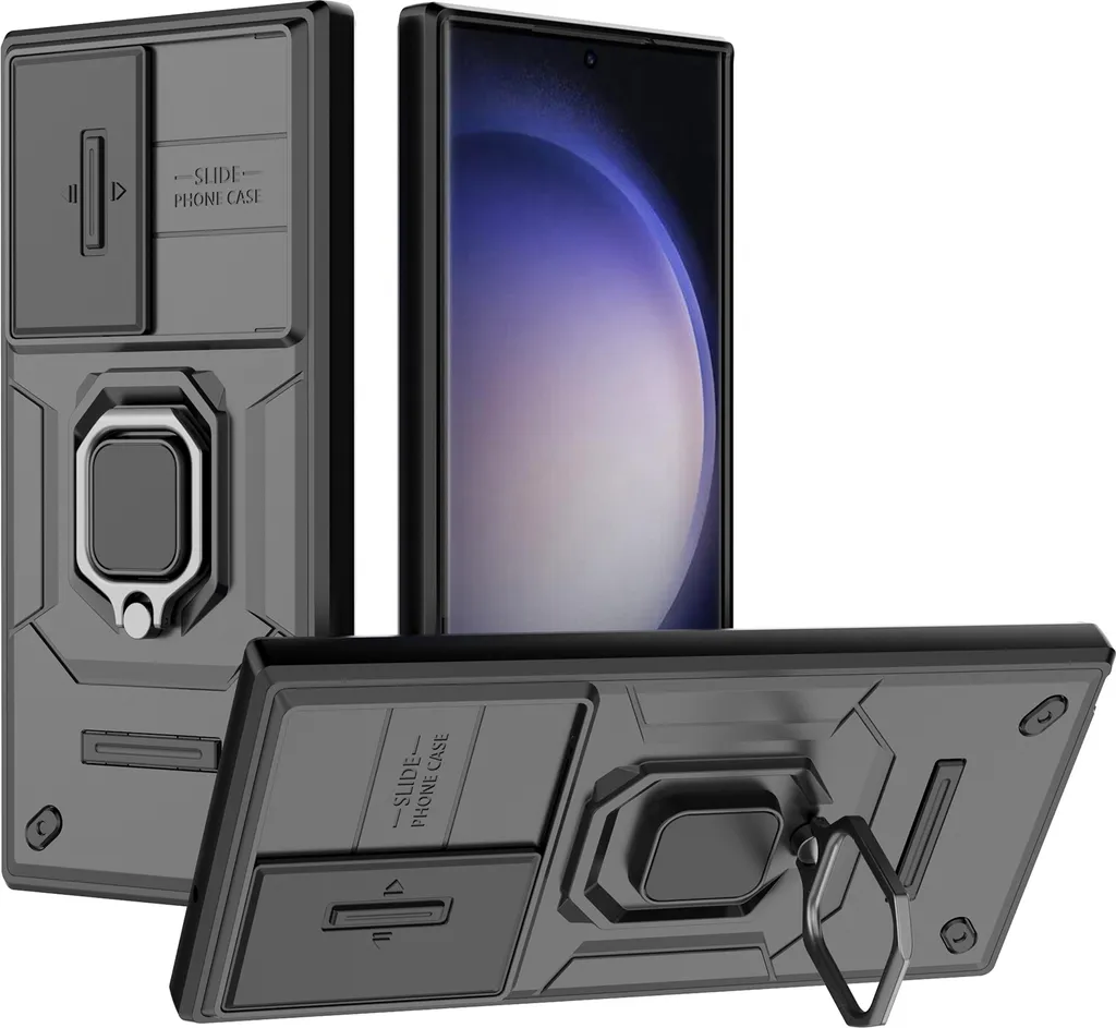 Cover S23 Ultra Nera Blindata - Protezione Totale con Supporto Anello