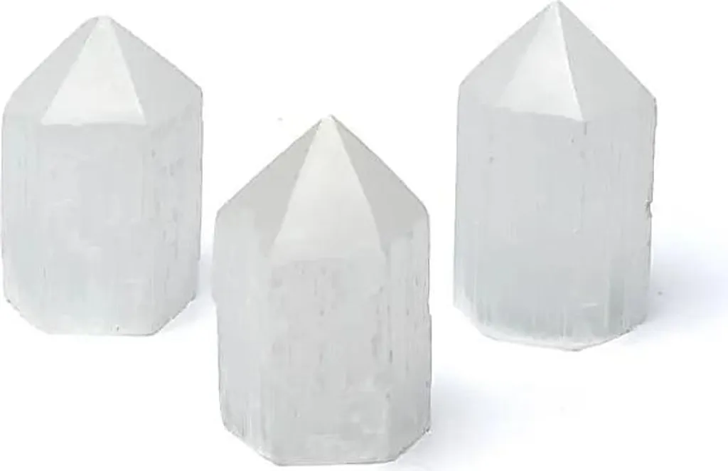 Obélisque en Sélénite Blanche de 6cm - Lot de 3 Pierres Naturelles