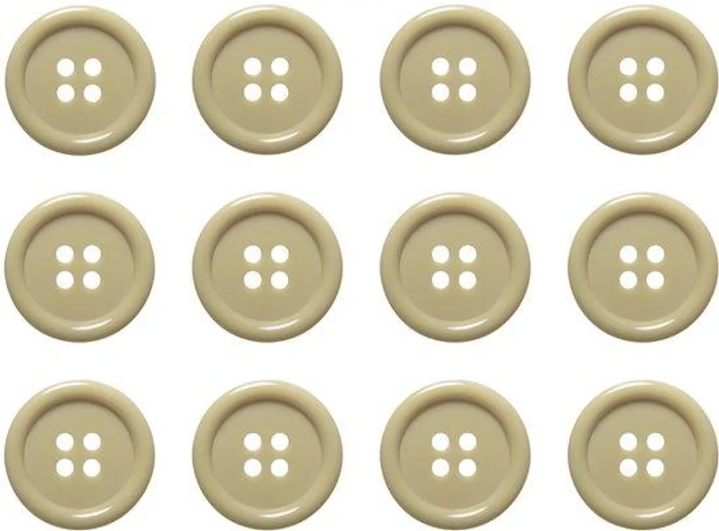 Réparez vos vêtements avec le lot de 12 boutons beige 20 mm ronds 4 trous
