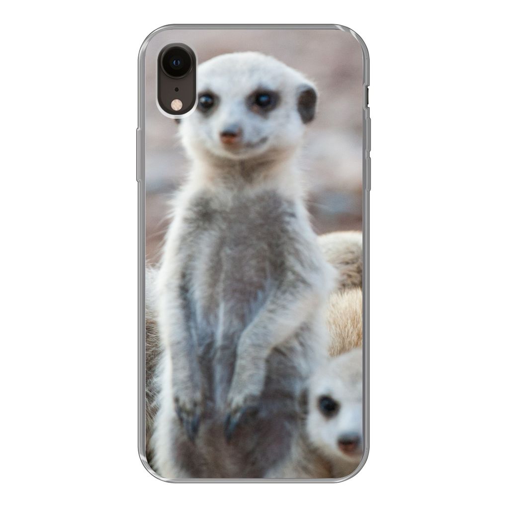 MuchoWow Handyhülle Schutzhülle Hülle für iPhone XR Neugierige Erdmännchen Silikon Softcase Handy Hülle - Schutzdeckel