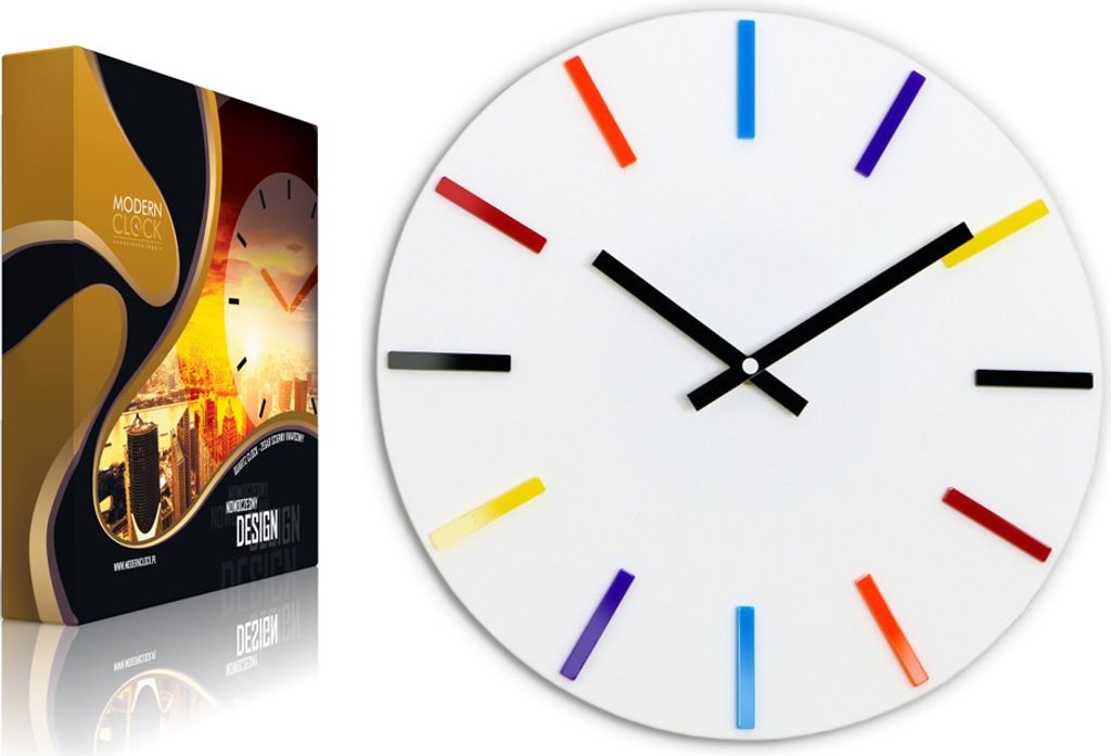 ModernClock, wanduhr groß 32cm wohnzimmer, Stilvoll, Uhr, Colorfull weiß