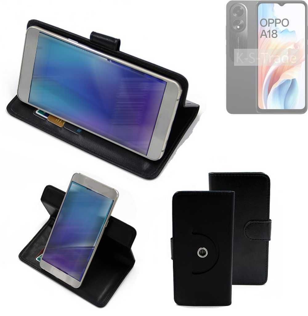 K-S-Trade Case Schutzhülle Handyhülle kompatibel mit Oppo A18 Flipcase Smartphone Cover Handy Schutz Tasche Klapphülle Walletcase schwarz (1x)