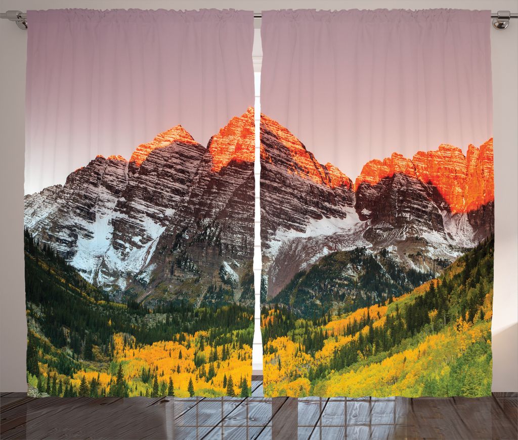 ABAKUHAUS Bunt Rustikaler Vorhang, Amerika Berggipfel, Wohnzimmer Universalband Gardinen mit Schlaufen und Haken, 280 x 175 cm, Mehrfarbig