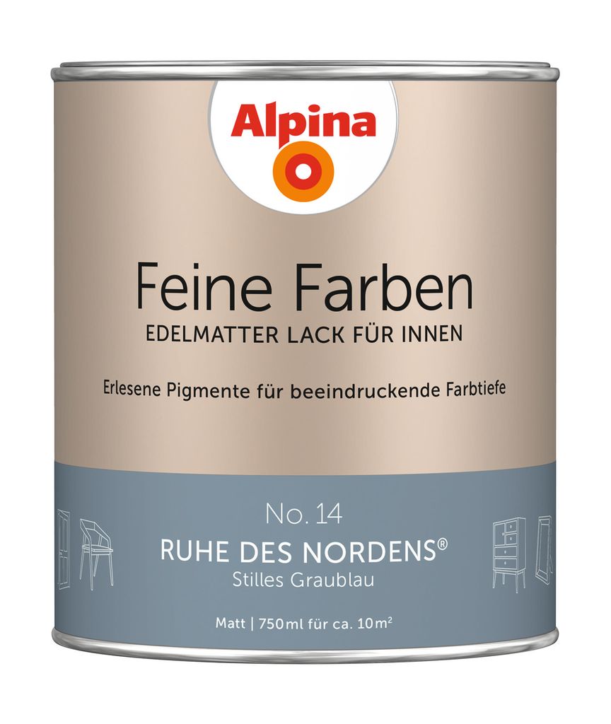 Alpina Feine Farben Lack No. 14 Ruhe des Nordens - graublau Produktbild 