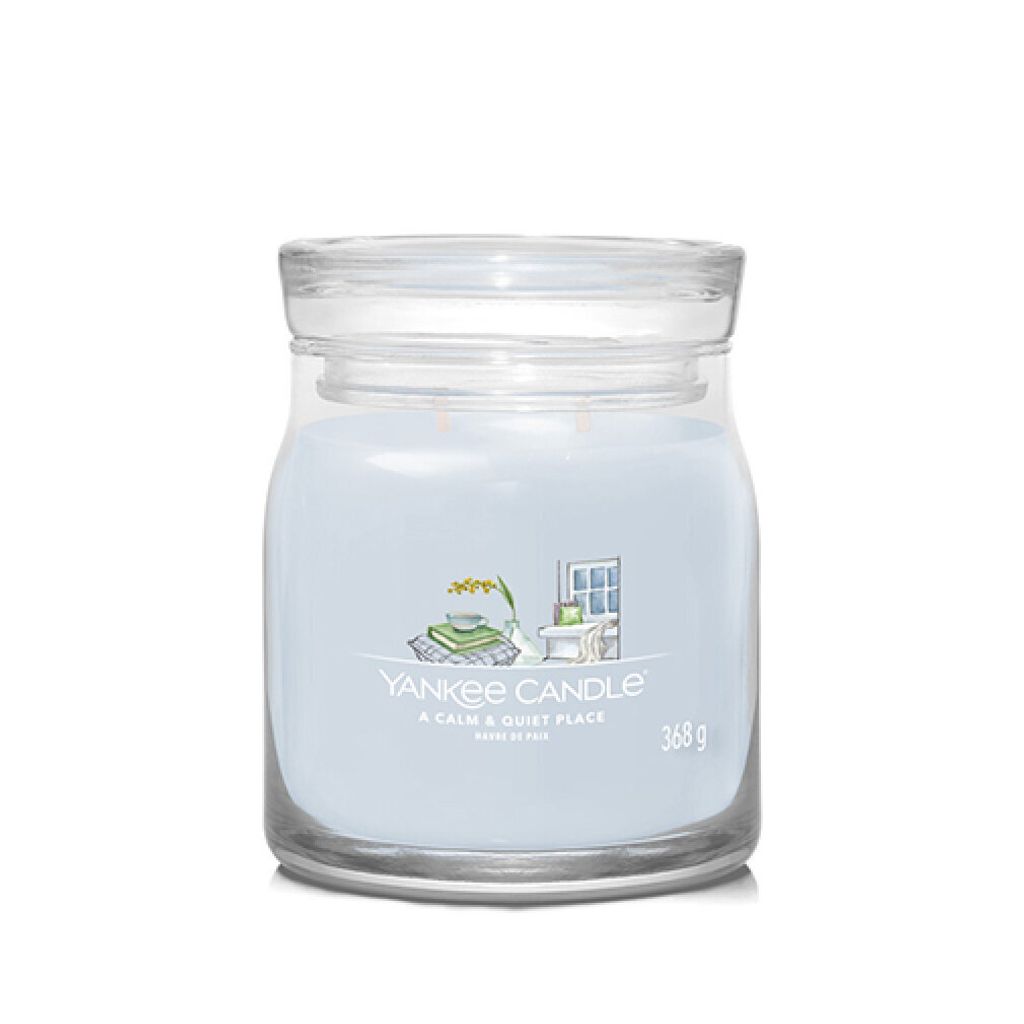 Yankee Candle A Calm & Quiet Place, Rund, Grau, Bernstein, Zedernholz, Jasmin, Mandarine, Moschus, Patschuli, Sandelholz, 50 h, 1 Stück(e)