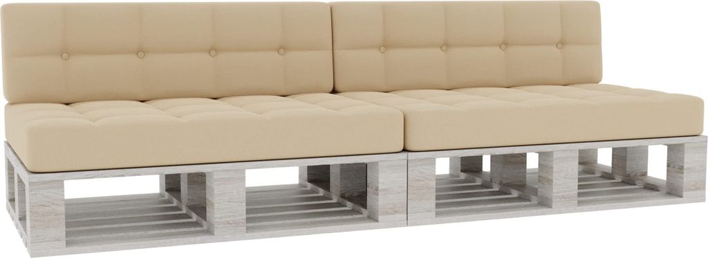 Palettenkissen, Palettenauflagen Sitzkissen Rückenlehne Gesteppt PFG 2xSet (Sitzkissen 120x80 +Rückenlehne 120x40), Creme)