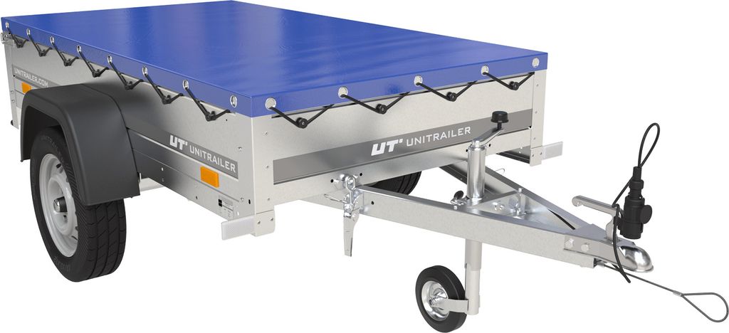 Gartenanhänger 200 Kipp mit Stützrad und blauer Plane Produktbild 