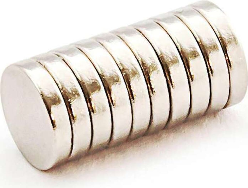 10 x Oblique Unique Neodym Magnet N38 ø 10 x 2 mm Produktbild 
