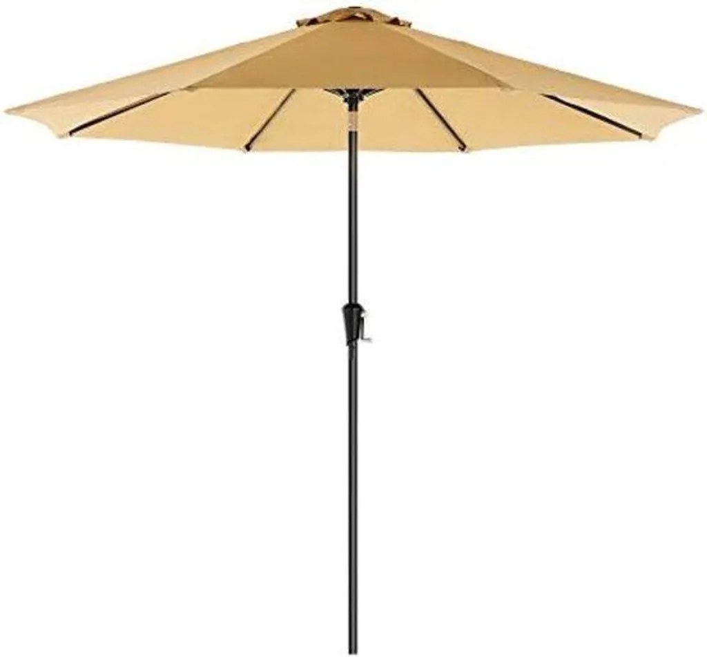 Grand parasol droit inclinable 2,70m coloris taupe anti-UV et déperlant