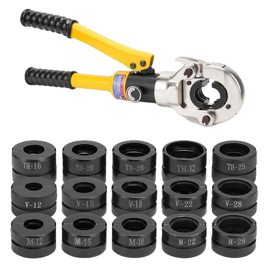 Hydraulisches PEX-Rohr-Crimpwerkzeug, 360° drehbarer Kopf, austauschbare Backen und leckagefreies Pressen für Kupfer-/Stahlrohre, TH und V und M