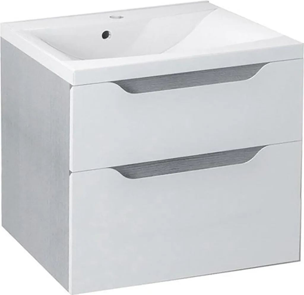 Petit meuble de rangement bas WAVE Blanc et Bois 60cm pour votre Maison