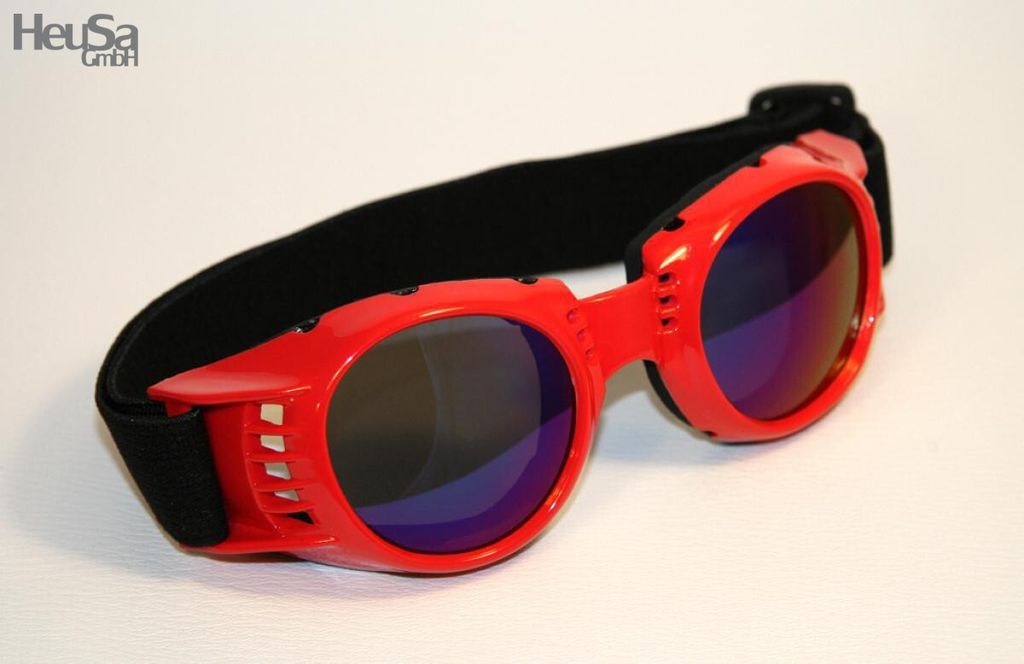 Motorradbrille rot, Rainbow-getönte Gläser
