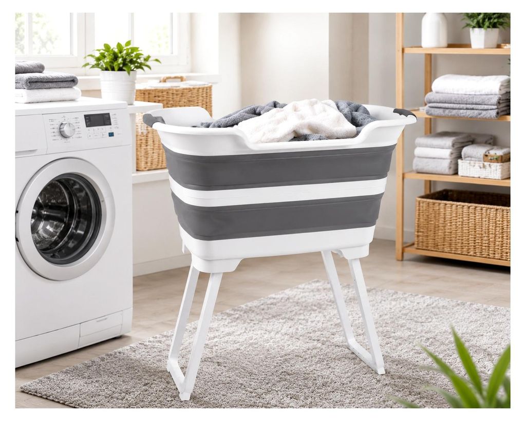 Wäschekorb faltbar mit Beinen Wäschewanne klappbar Laundry
