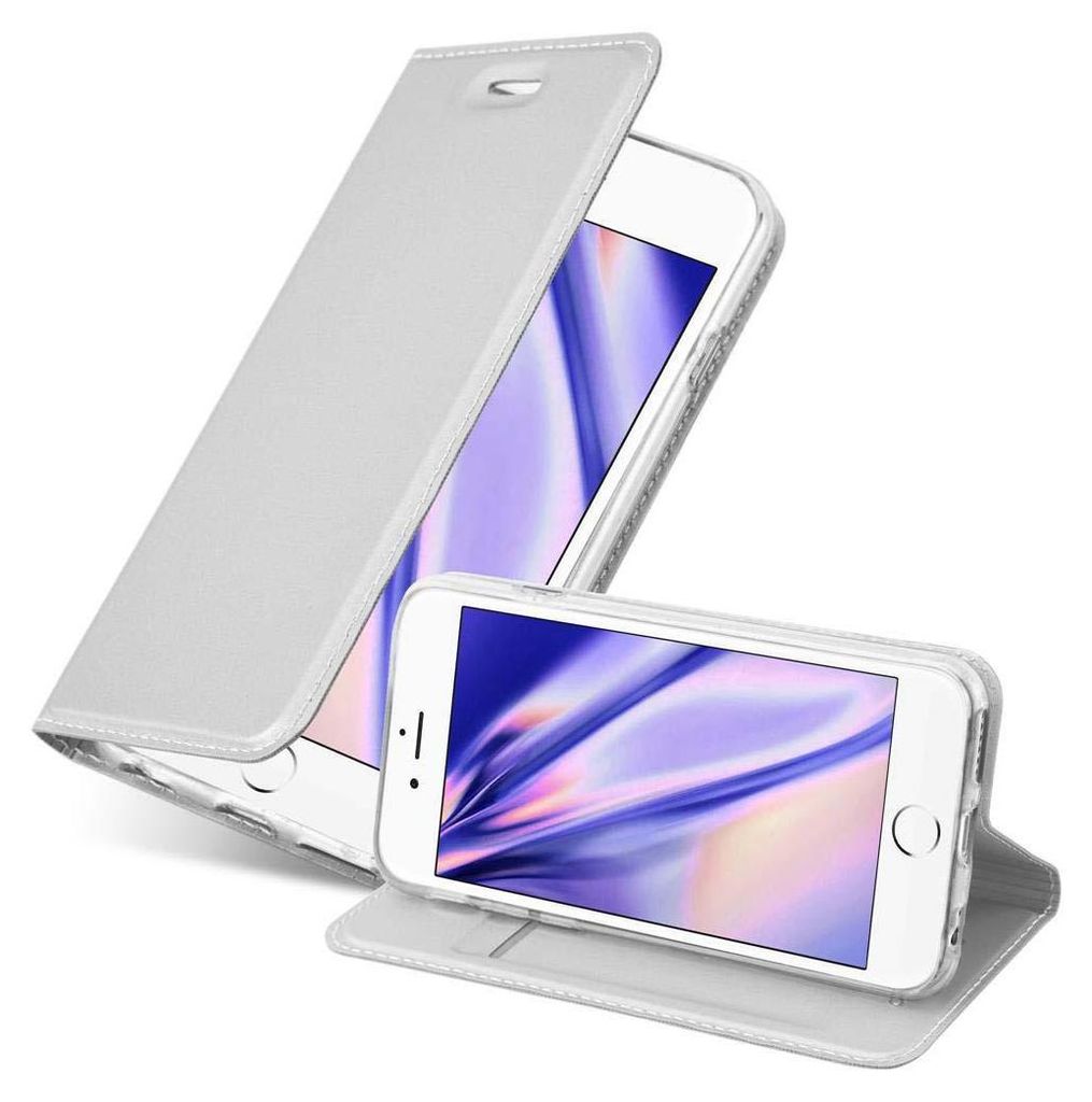 Cadorabo Handyhülle für Apple iPhone 6 / 6S Schutz Hülle in Silber Cover Etui Book Case Booklet