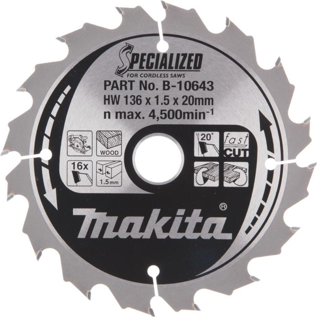 Makita Akku-Handkreissägeblatt 136 x 20 mm - 16 Zähne