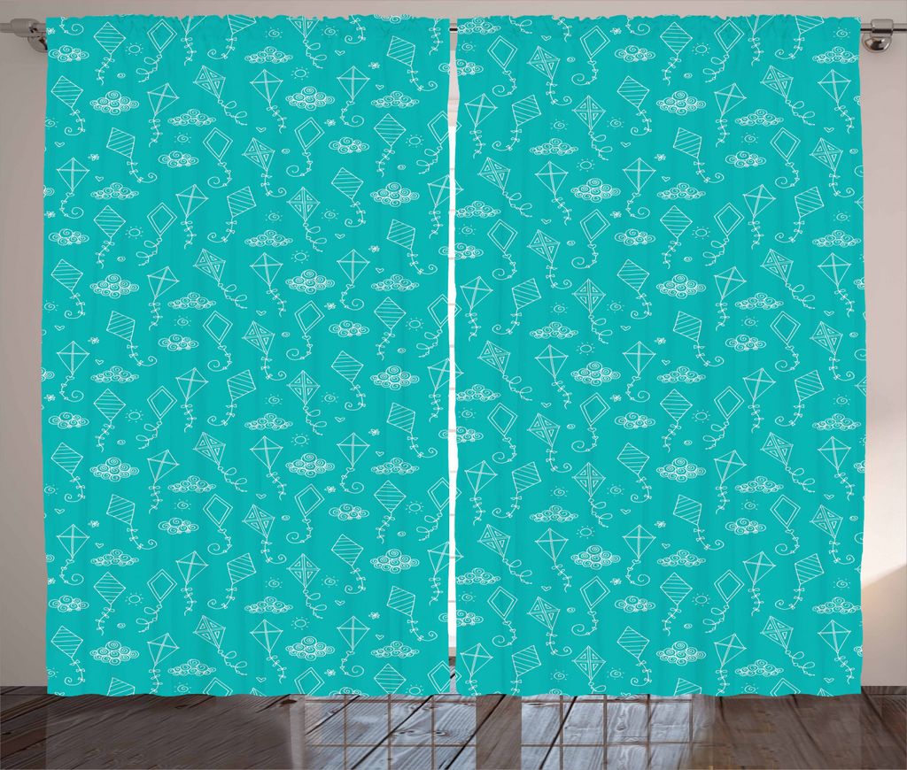ABAKUHAUS Kites Rustikaler Vorhang, Kreative Freizeit Simplistic, Wohnzimmer Universalband Gardinen mit Schlaufen und Haken, 280 x 225 cm, Türkis ...
