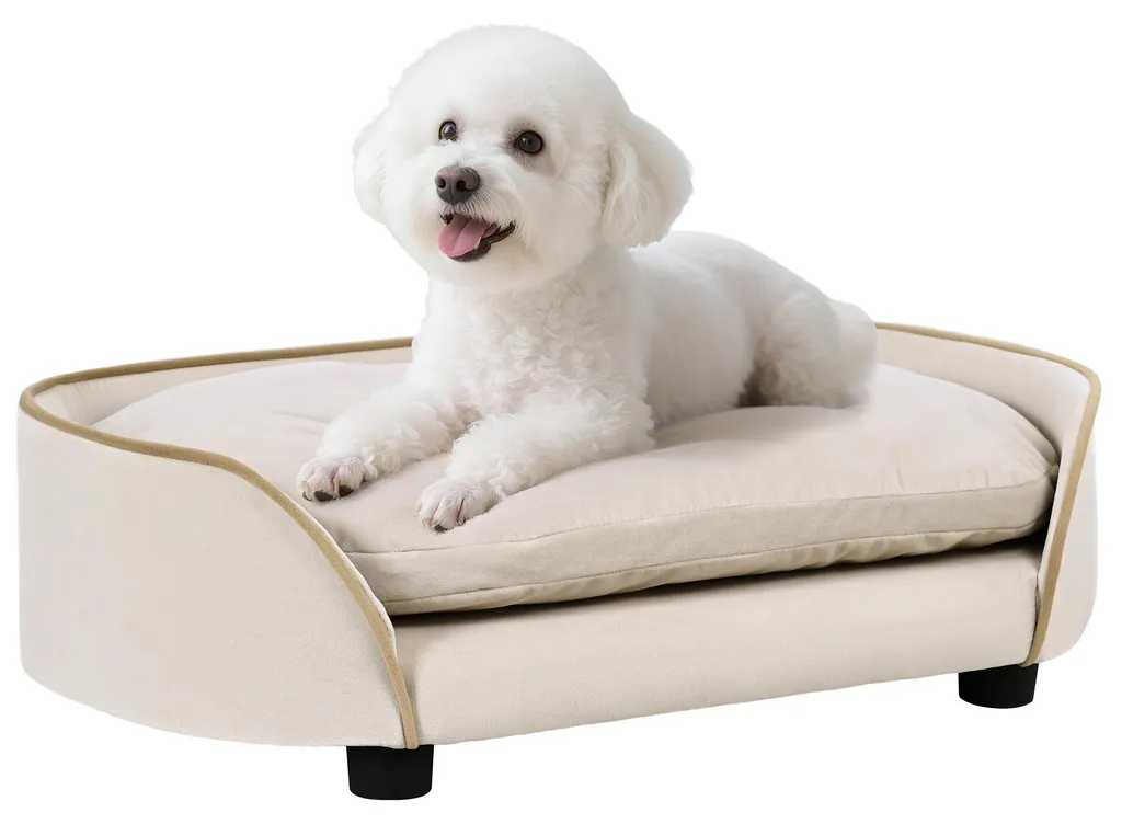 Canapé pour chien avec housse lavable beige : finies les mauvaises odeurs