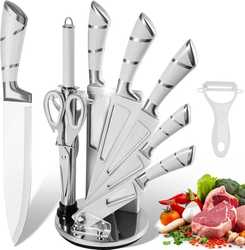 Set Coltelli Cucina Bianco Professionale - Design Ergonomico e Moderno