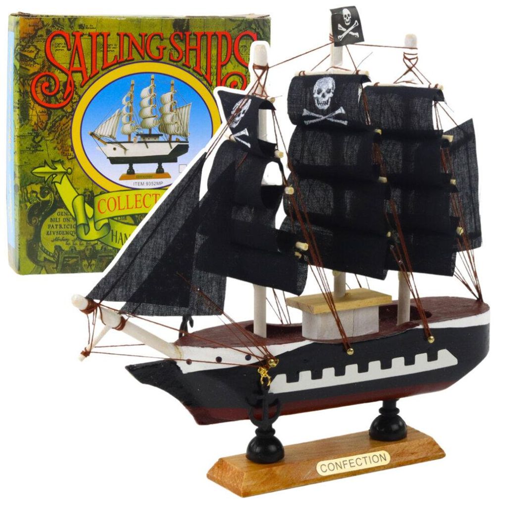 Lean Sammlermodell Dekoratives Segelschiff Pirat Schwarz 20X20Cm