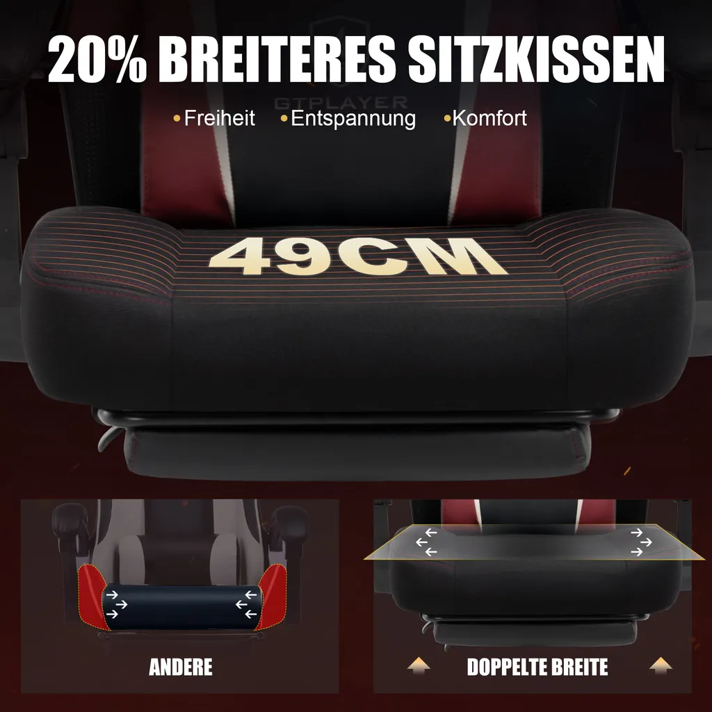 Poltrona Gaming GTPLAYER Rosso Tessuto: Relax e Studio in Casa - 6