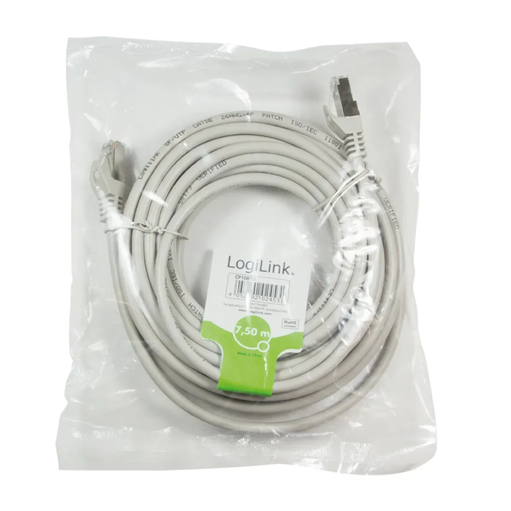 Cavo Ethernet Gaming LogiLink 7,5m Cat 5e SF/UTP CP1082D Grigio