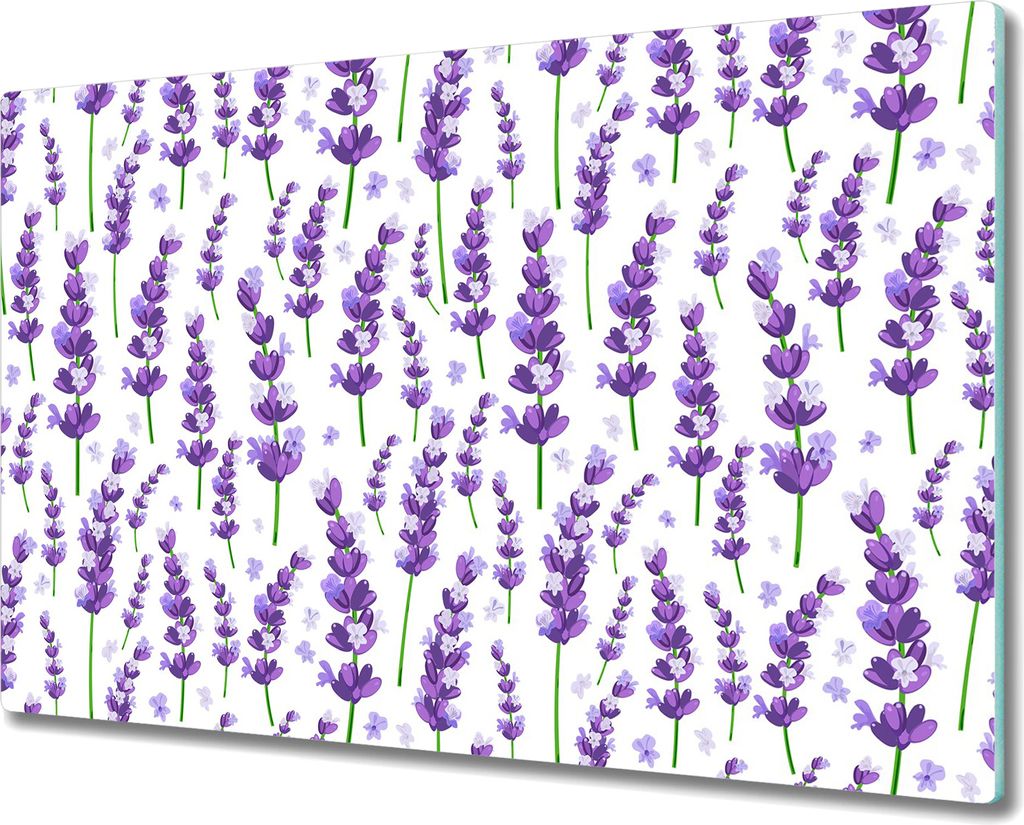 Glas-Herdabdeckplatte Glaskeramikkochfeld-Abdeckung Spritzschutz - 80x52 cm - Lila Lavendelblüten