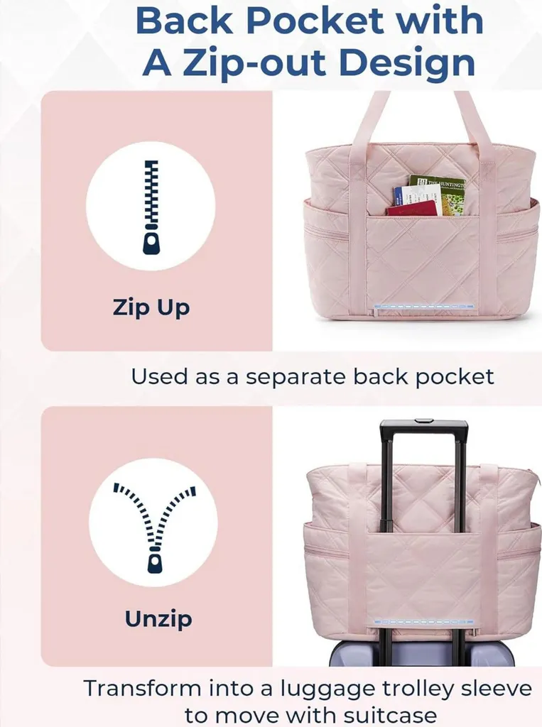 BAGSMART Borsa Da Viaggio Beauty Case Leggera E Apribile - Trousse Da Toeletta Con Gancio E 7 Scomparti - Perfetta Per Trucco, Cosmetici E Viaggi - Colore Rosa - 3