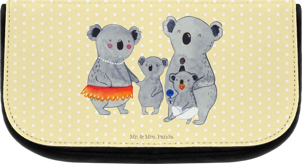 Mr. & Mrs. Panda Schminktasche Koala Familie - Gelb Pastell - Geschenk, Koalas, Organizer, Kinder, Family, Kulturtasche, Kulturbeutel, Kosmetiktasc...