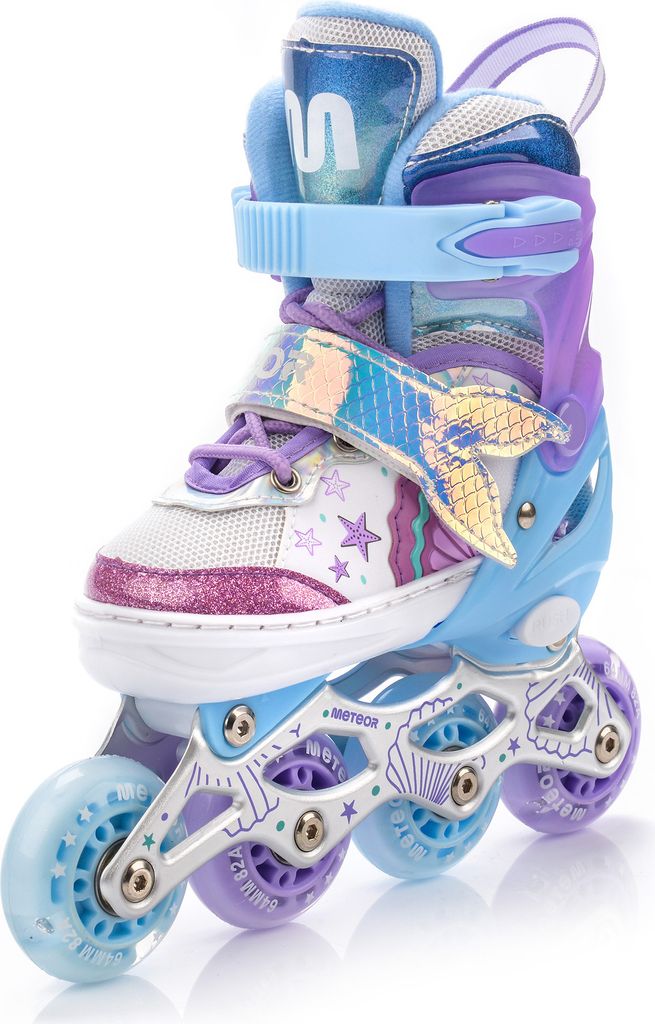 A single inline skate for children, shown from a three-quarter front view against a white background.