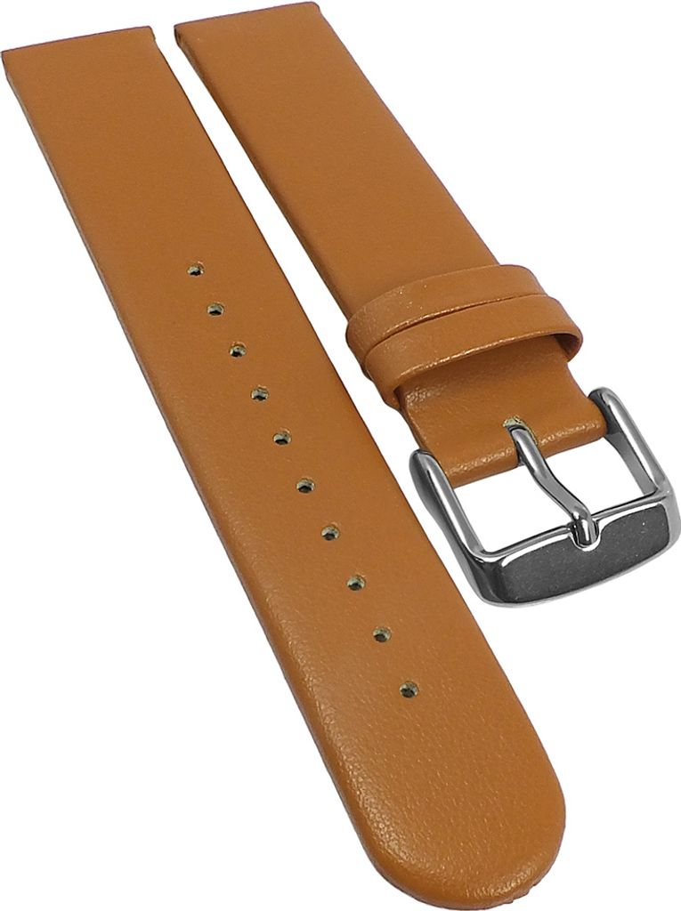 Herzog Vegan Uhrenarmband braun gleichlaufend glatt Apfelfaser , Schließe:Silbern, Anstoß:16 mm