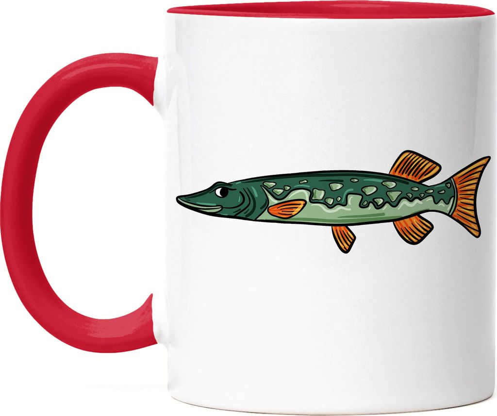 Fisch Tasse Rot Angler Angeln Fische Angelzubehör Geschenkidee Karpfen Dorsch Hecht Forelle