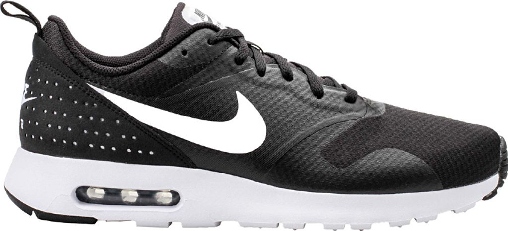 A studio shot of a single black Nike Air Max Tavas shoe against a white background.