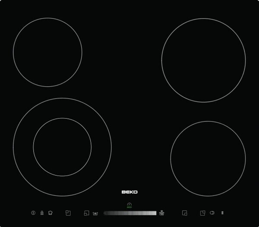 Beko HIC64502T, Schwarz, Integriert, 60 cm, Keramik, Glaskeramik, 4 Zone(n)