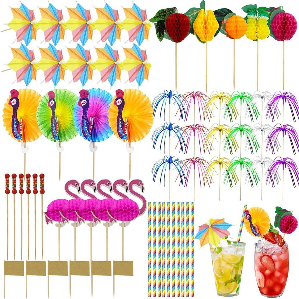 Cocktail Deko Party Zubehör 150 Stück Bunte Cocktail Party Produktbild 