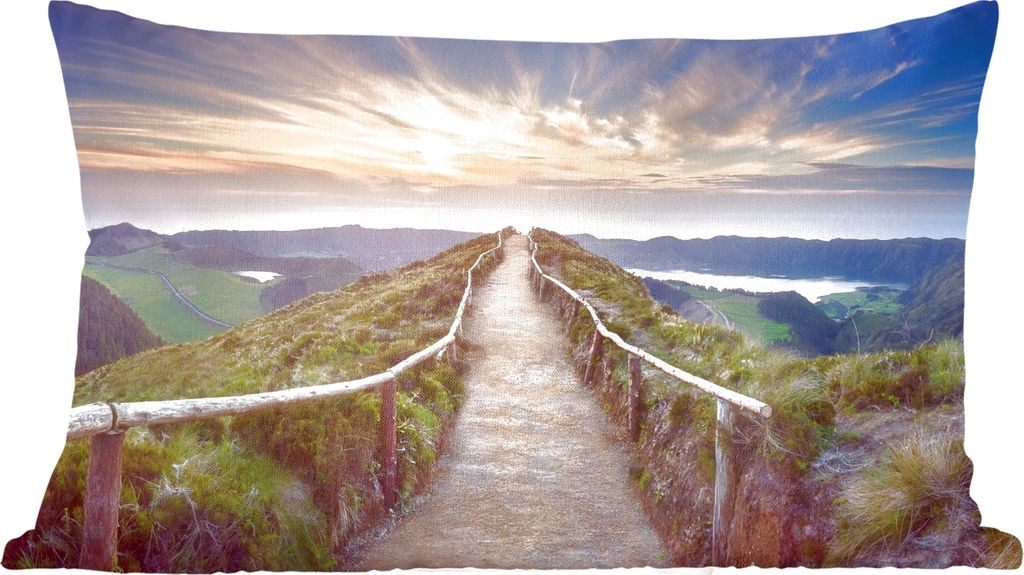 MuchoWow Zierkissen Sofakissen Wohnzimmer Dekokissen 50x30 cm Berge - Natur - Weg - Wohnzimmerdekoration - Polster mit Photo