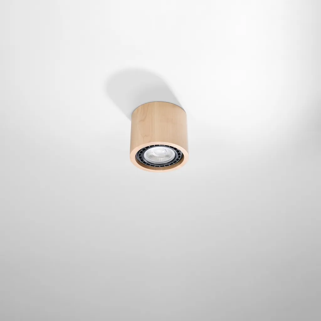 Plafond BASIC 1 Legno Naturale Sollux - Lampada Soffitto GU10 10x14x14 - 2