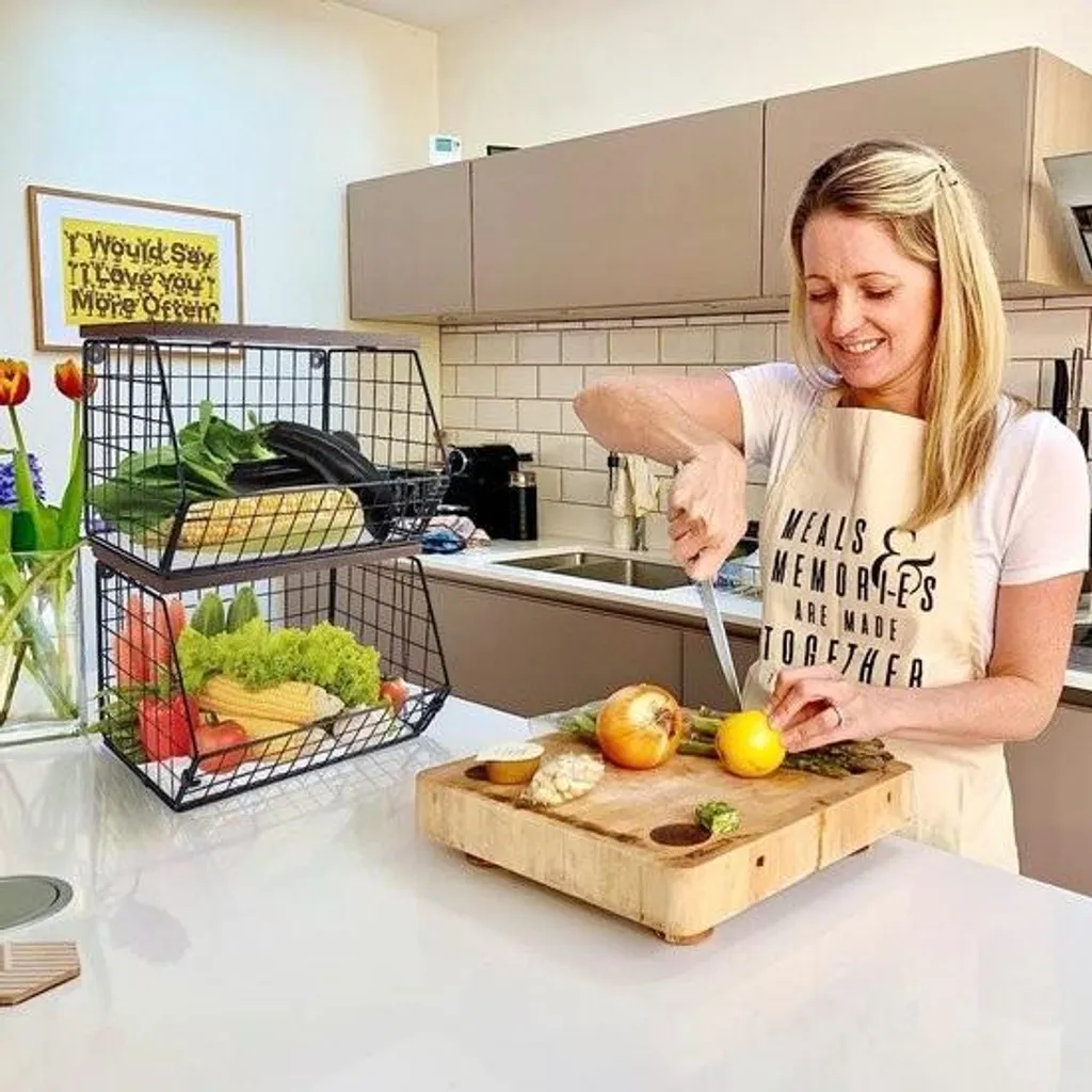 Rangement légumes et fruits mural, panier suspendu 2 étages gain de place