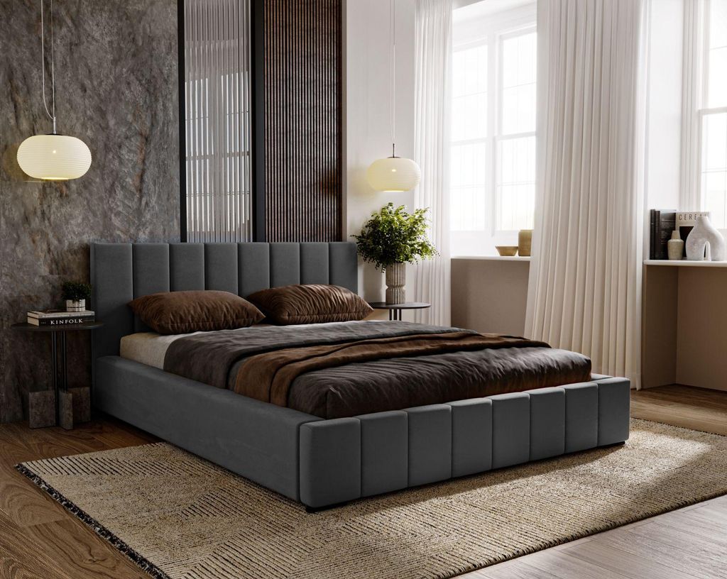 Doppelbett 180x200 mit Stauraum CULPEPER - grau