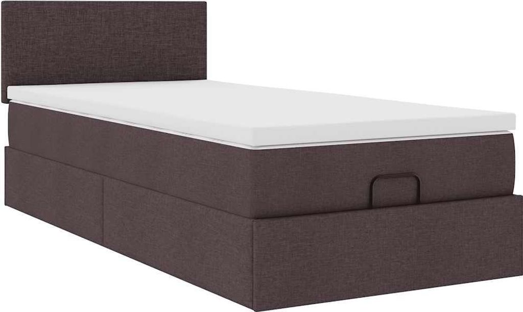 Ottoman-Bett mit Matratze Dunkelbraun 90x200 cm Stoff