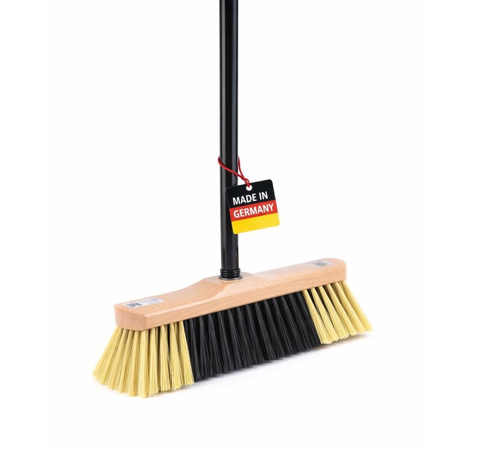 BawiTec Universal-Stubenbesen 30cm Breit Zimmerbesen Kehrbesen mit Stiel 120cm Lang Haushaltsbesen Metallstiel weiche borsten